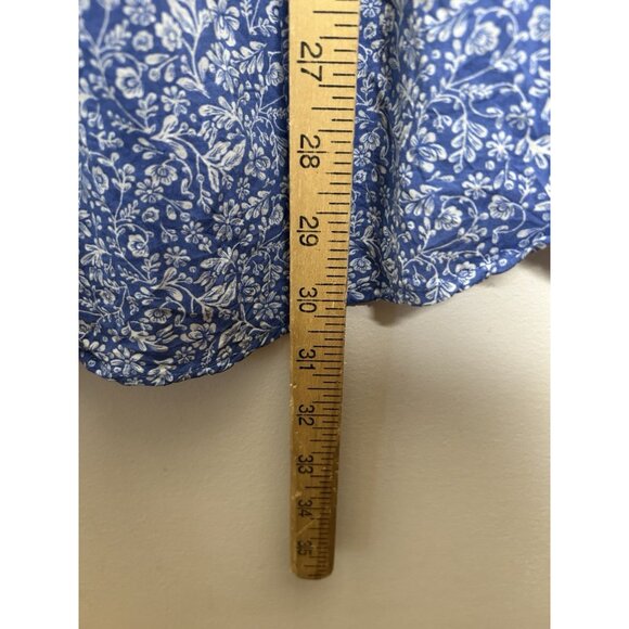Cynthia Rowley Floral Blouse Button Down 3/4 Sleeve Top Blue White Plus Size 1X - Picture 5 of 8